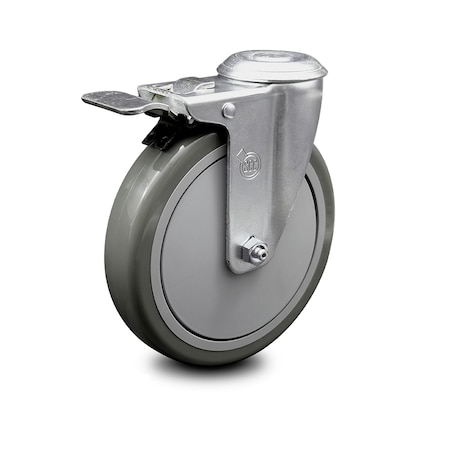 Service Caster 6 Inch Gray Polyurethane Wheel Bolt Hole Caster with Total Lock Brake SCC SCC-BHTTL20S614-PPUB